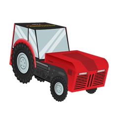 Tractor Shaped Standard Gift Box | Multiple Colours | Plain or Personalized-Red